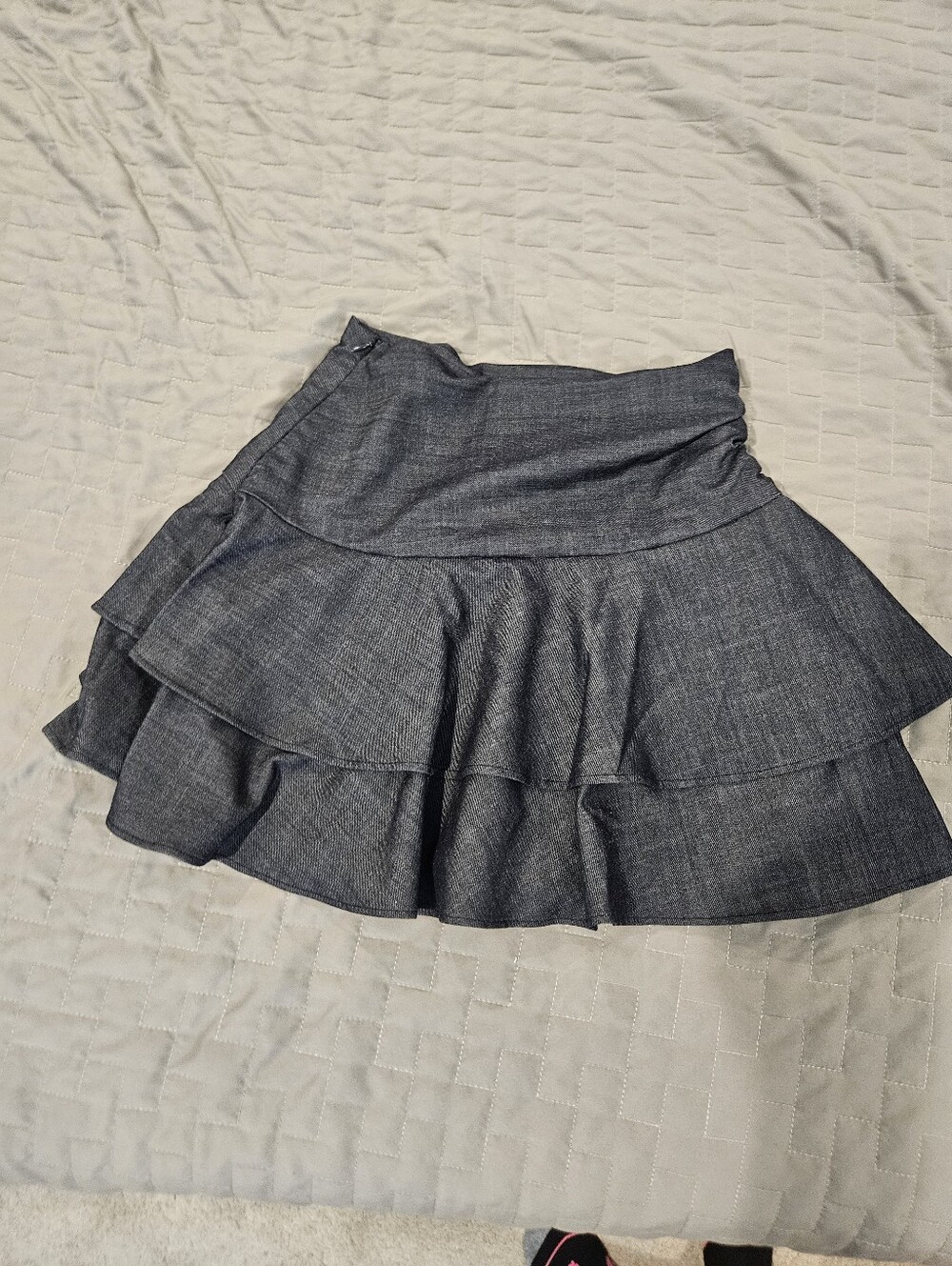 Zara Tiered Ruffle Mini Skirt - Dark Gray Small